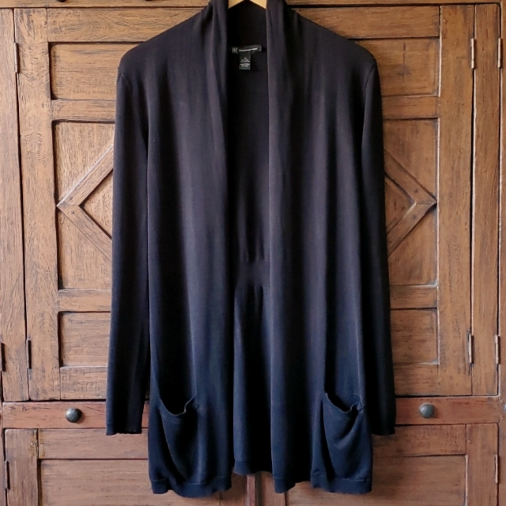 INC International Concepts Black Silk Blend Cardigan